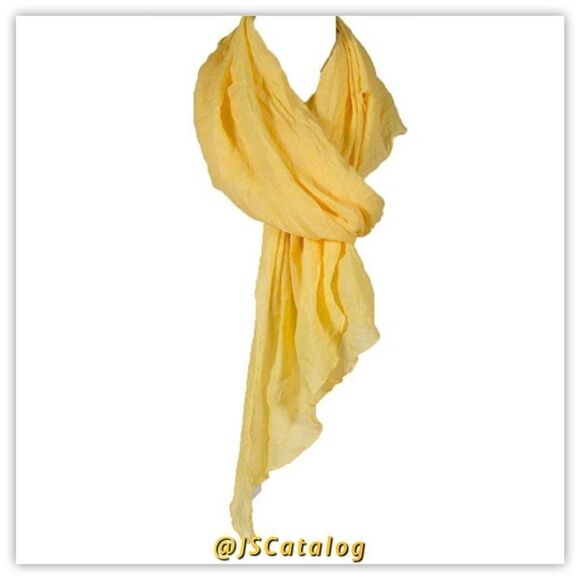 LIGHT YELLOW CHIFFON WOMEN SCARF - Picture 2 of 3